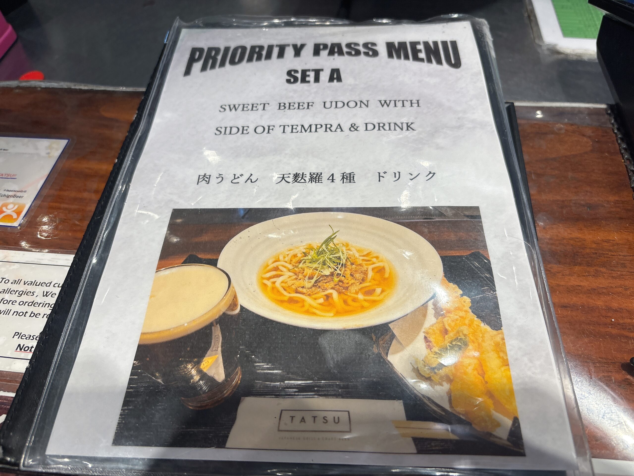 Japanese Grill&CraftBeer TATSUのセットメニュー表