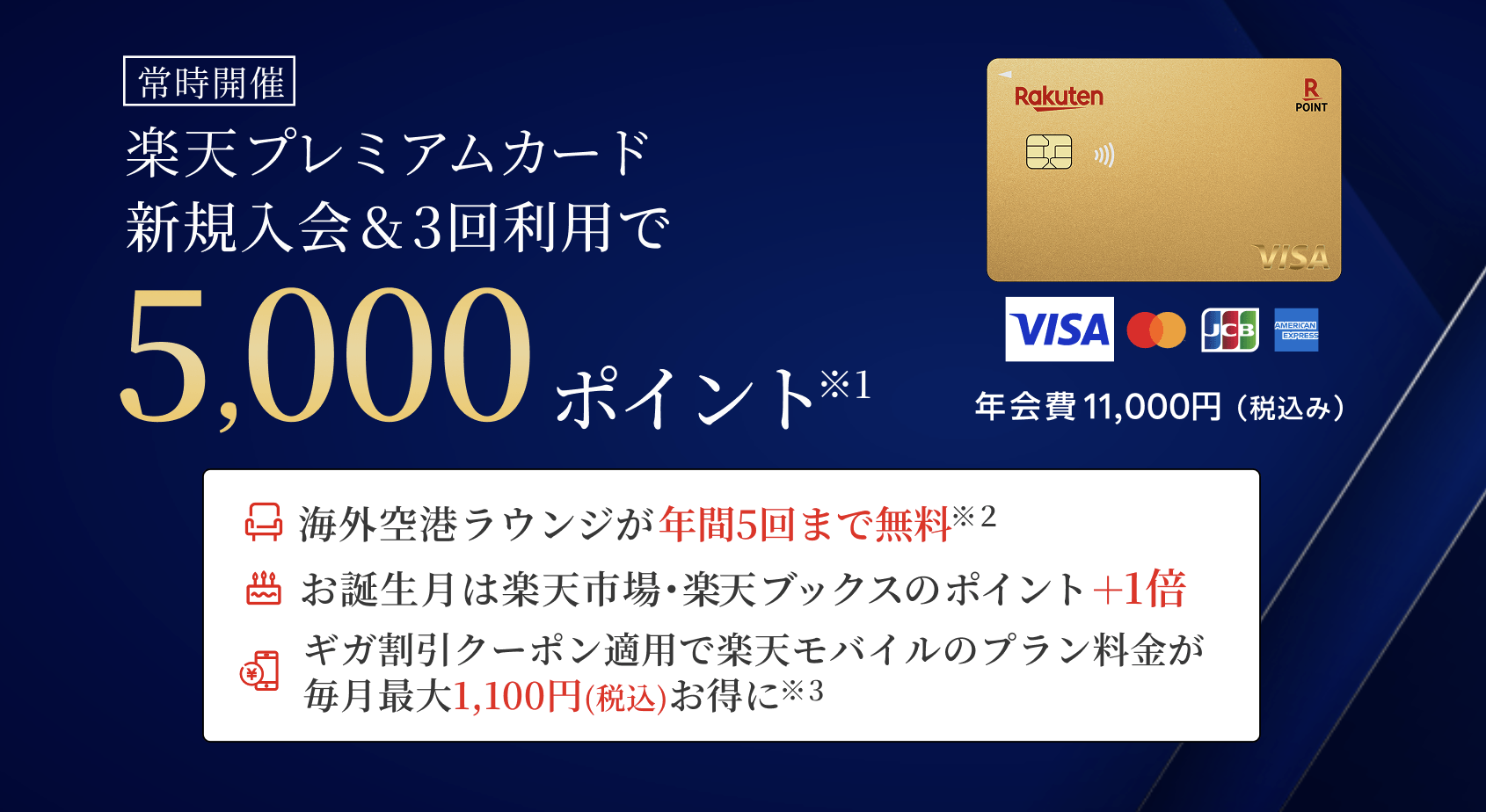 楽天プレミアムカードの新規入会キャンペーン情報