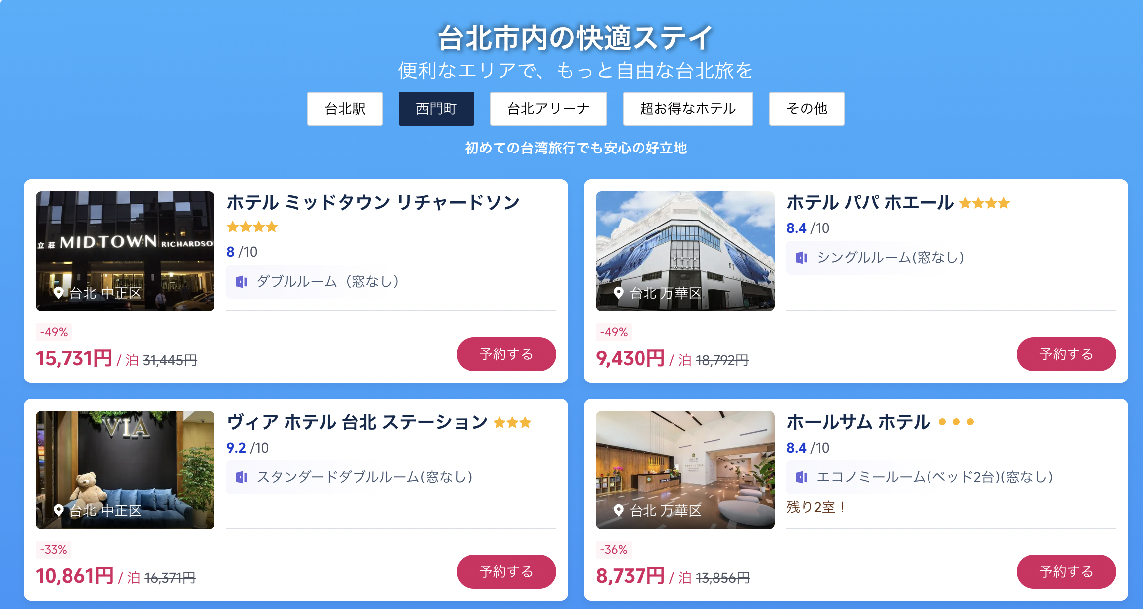 台北市内のホテル